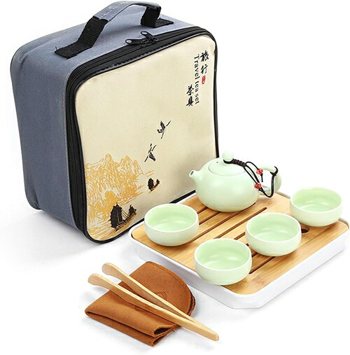 茶器仕かける 番茶器仕かける 旅する用茶の葉仕かける 中国茶器 陶磁茶具仕かける 茶器かわき切る紅茶御盆 旅する お出かけ用 納める御徒面子付き添い人 和風急須 A（小っちゃい注ぎ口） 緑 コーヒー・お茶用品-中国茶器