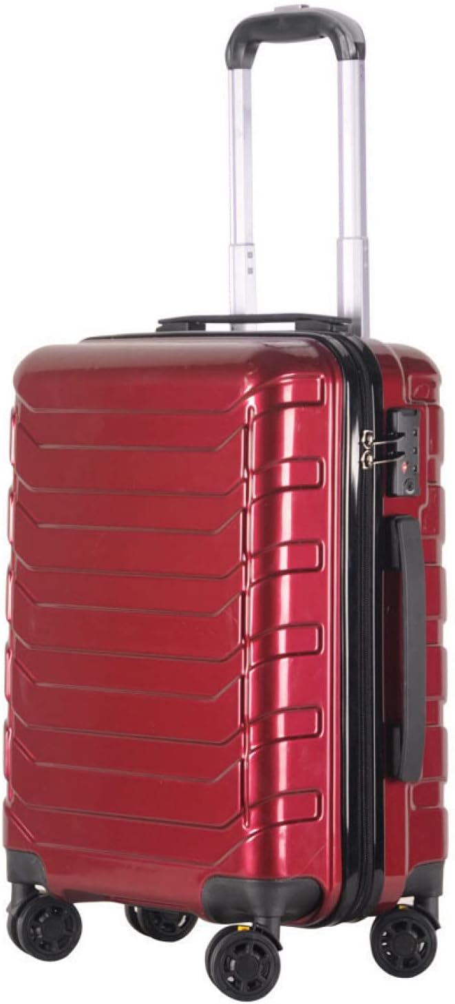スーツケース キャリーケース 60L キャリーバッグ ファスナー式 超軽量 大型 耐衝撃 静音 ダブルキャスター 360度回転 ビジネス 旅行出張 レッド Lサイズ(6-8泊)