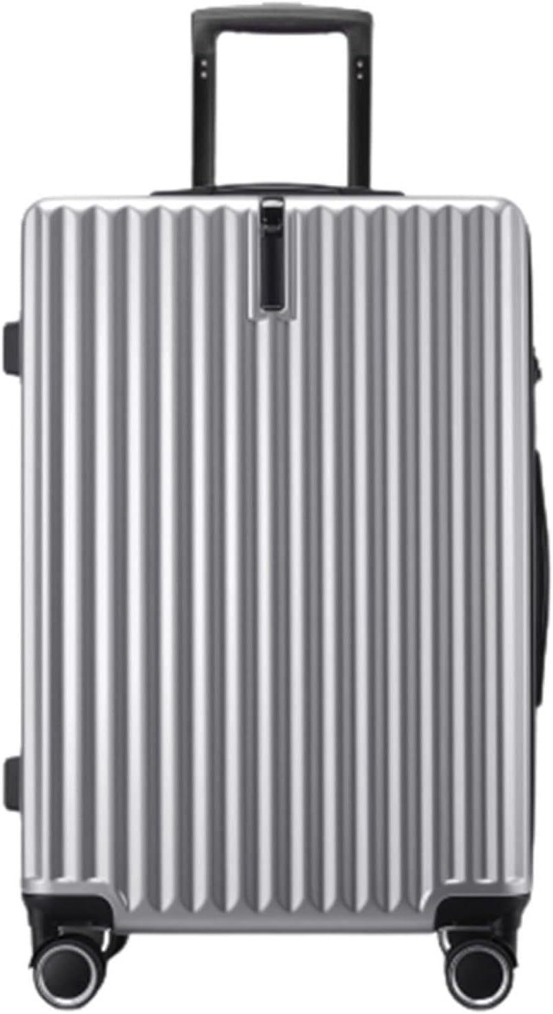 スーツケース キャリーケース 60L キャリーバッグ 大容量 TSAローク搭載 ファスナー式 超軽量 大型 耐衝撃 静音 ダブルキャスター 360度回転 ビジネス 旅行出張 シルバー Lサイズ(6-8