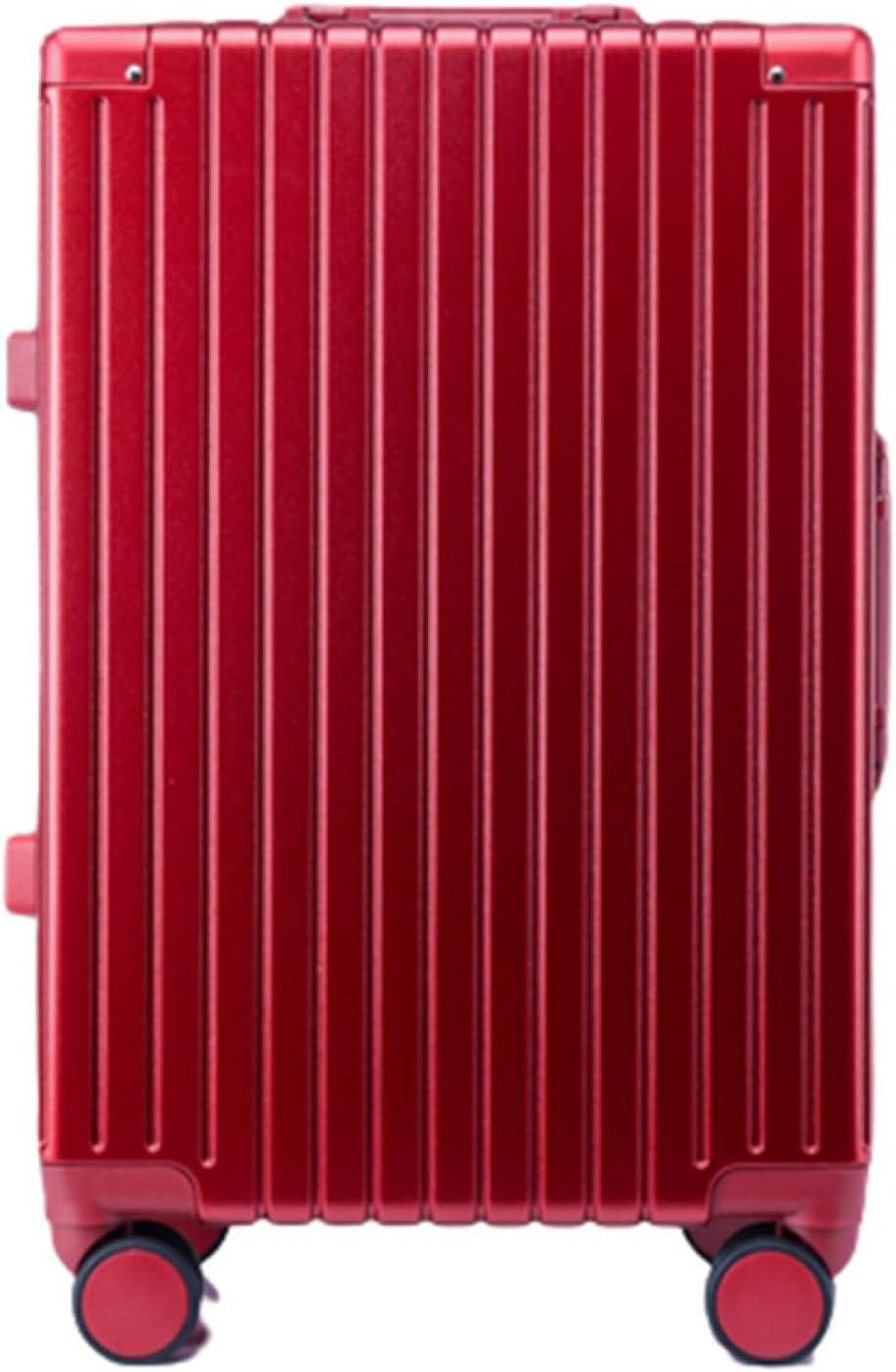 スーツケース キャリーケース 50L キャリーバッグ TSAロック搭載 アルミフレーム 超軽量 大型 耐衝撃 静音 ダブルキャスター 360度回転 人気 ビジネス 旅行出張 レッド Mサイズ(3-5泊