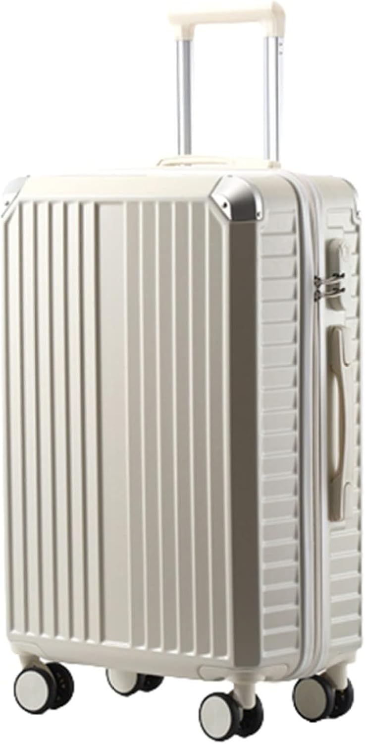 スーツケース キャリーケース 60L キャリーバッグ ファスナー式 超軽量 大型 耐衝撃 静音 ダブルキャスター 360度回転 人気色 ビジネス 旅行 出張 ホワイト Lサイズ（6-8泊）