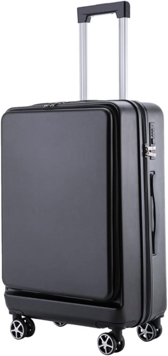 スーツケース キャリーケース 60L フロントオープン キャリーバッグ フロントポケット ファスナー式 超軽量 大型 耐衝撃 静音 ダブルキャスター 360度回転 ビジネス 旅行 出張 ブラック Lサ