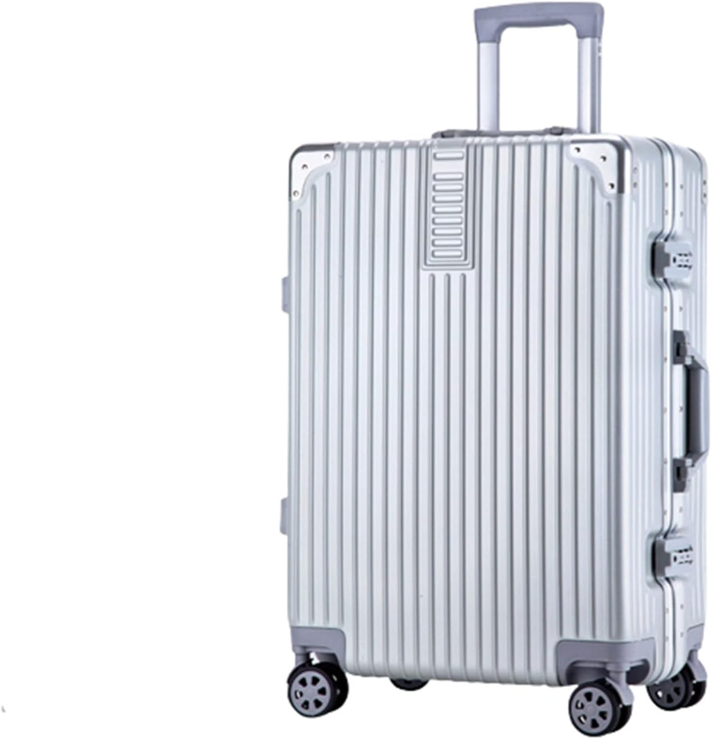 スーツケース キャリーケース 45L キャリーバッグ TSAローク搭載 アルミフレーム 超軽量 大型 耐衝撃 静音 ダブルキャスター 360度回転 おしゃれ ビジネス 出張旅行 シルバー Mサイズ（3