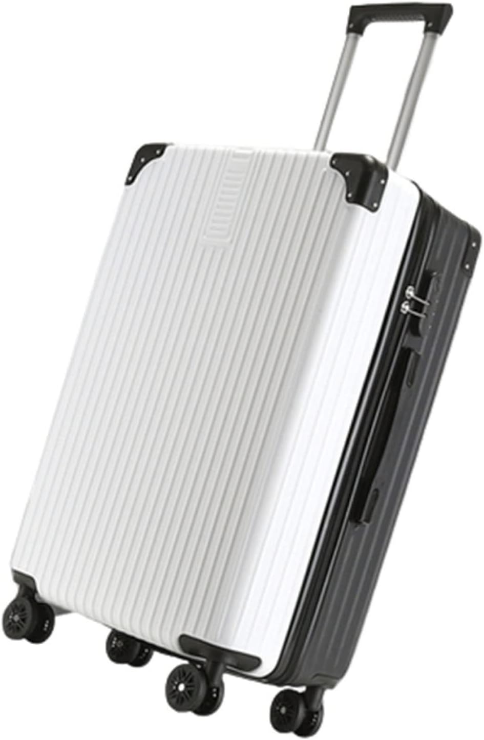スーツケース キャリーケース 55L キャリーバッグ ファスナー式 超軽量 大型 耐衝撃 人気 静音 ダブルキャスター 360度回転 ビジネス 旅行出張 入院療養 ホワイト Lサイズ（6-8泊）