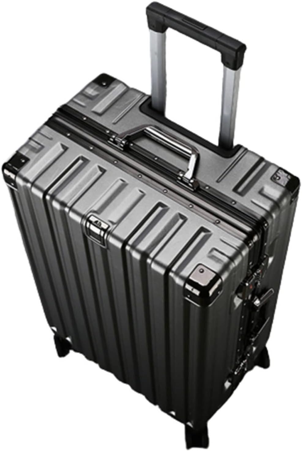 スーツケース キャリーケース 50L キャリーバッグ TSAローク搭載 アルミフレーム 超軽量 大容量 大型 耐衝撃 静音 ダブルキャスター 360度回転 旅行 ビジネス 出張 グレー Mサイズ(3-|IKYUWA店