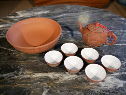 桜花やしき 中国茶器6客一揃え』No 143 唐草 唐物 古玩 南江 焼物 茶道具 煎茶 酒器 飲茶 急須 優勝杯 湯呑 湯飲 アンティーク コーヒー・お茶用品-キッチン用品・食器・調理器具-中国茶器