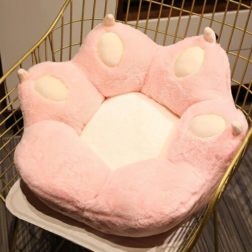 背もたれ 椅子 クッション ねこ 肉球 シートクッション チェア 背もたれクッション 暖かい もこもこ 座布団 椅子用 腰を包む座れる毛布 折りたたみ レストクッション 低反発 40cm 腰枕 柔らか
