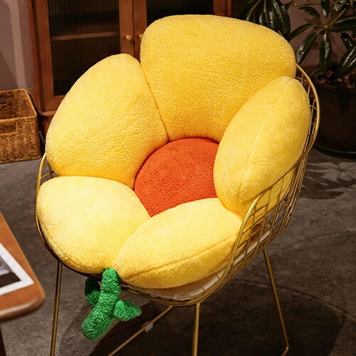 クッション 座布団 背もたれ フロアクッション 折りたたみ 花形ソファ レストクッション 低反発 座椅子 腰枕 柔らかい 座椅子 ミニソファー チェアパッド クッション 座面クッション イエロー 可愛 7,504円