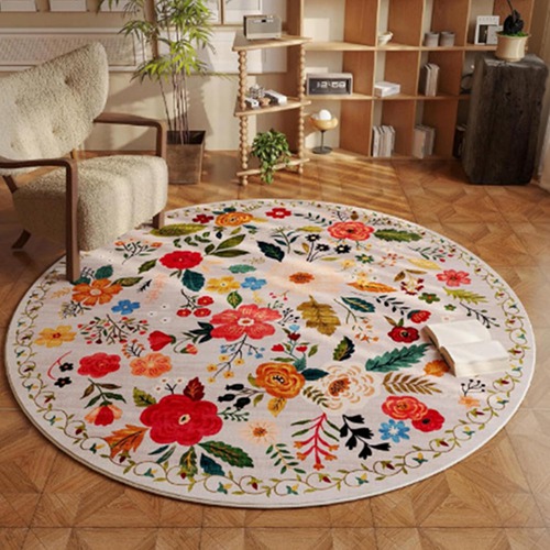 円形 ラグ 可愛い ラグマット 小さめ カーペット 洗えるラグ スタイル2 絨毯 じゅうたん 60*60cm シャギーラグ マイクロファイバー 滑り止め 1年中使えるタイプ チェアマット 丸いラグ 丸