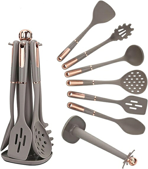 勝手もと物の具仕掛ける ケイ素樹脂 煮炊き物の具 製菓物の具 物の具10点仕掛ける勝手もと属具 耐熱 耐久性 抗菌 飛球受け答え お滅多に無い 火箸 ヘラ 火箸 泡立て器 毛はらい 箆 パスタサーヴァー レードル タ しゃもじ-調理器具