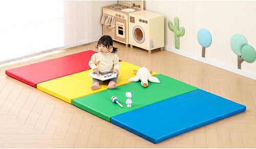 プレイマット 200*120*4cm 極厚4.0cm 純色 無地 折り畳み式 赤ちゃん おしゃれ キッズ用 収納 防水 両面パターン ジョイントマット 清掃簡単 転倒防止 可愛い 自宅 フロアマット