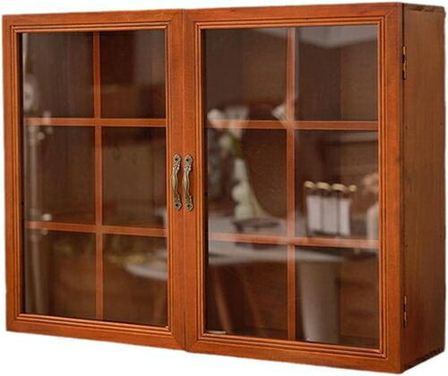 食器棚 木製 カップ収納 大容量 デスクトップ カップオーガナイザー ティーセット収納棚 スタイル2 カップ収納ラック 和風 食器/コップ 透明扉付き F 可愛い 収納キャビネット 自由に組み合わせ｜IKYUWA店