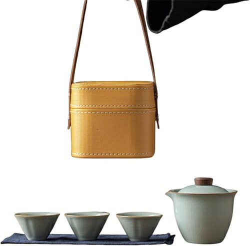 茶器仕かける 中国茶器仕かける 急須仕かける ティーセット 湯呑み仕かける 持っていく急須 和風 納める御徒面子付き添い人 旅するティーセット 瀬戸もの湯呑み仕かける 旅する/お出かけ用 中国茶 日本茶 紅茶の葉 ピクニック 難民キャンプ 登 中国茶器-コーヒー・お茶用品-キッチン用品・食器・調理器具