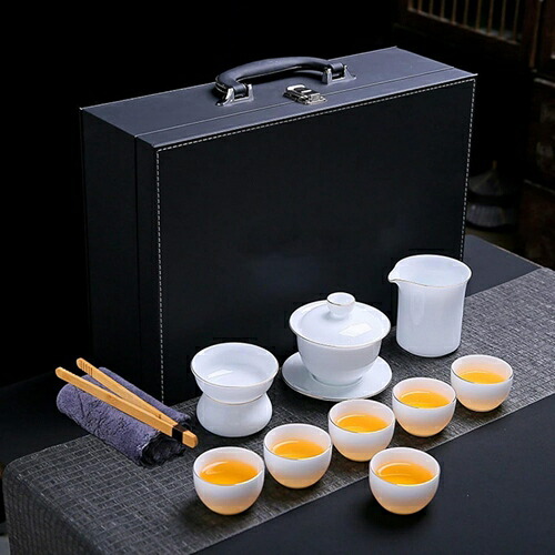 茶器 ティーセット セラミックス茶具 茶器セット ポータブル茶具 携帯用茶器 スエットジェイド磁器 茶の入れ 湯飲み 急須 茶具 陶瓷 家庭用セラミックスティーカップ 贈り物 カンフーティーセット 茶｜IKYUWA店
