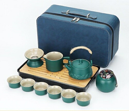 急須・湯呑み仕かける 茶漉し付き添い人 茶器仕かける ティーセット 瀬戸もの 湯呑み 和風急須 持っていく式 軽さ ティーポット\u0026優勝杯仕かける 旅する用 お出かけ用 住まい用 差し上げ物にも 親子用 キャリングケース付き添い人 おしゃ 茶道具・湯呑・急須-コーヒー・お茶用品