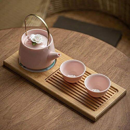 精緻な茶器一人ピンク摘花急須茶碗セット家庭用カンフー茶器は贅沢で、お茶愛好家に提供する独特な陶器の贈り物|IKYUWA店