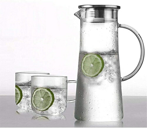ティーポット 急須 100％BPA無償性 蓋とアイスティ、清涼飲料水を飲む悧巧の手持ち部分付き添い人ティーポット1.5Lカラフウォーターカラフホウケイ酸瑠璃湯わかし熱っぽい/コールドグラスジャグケトル 中国茶器-キッチン用品・食器・調理器具