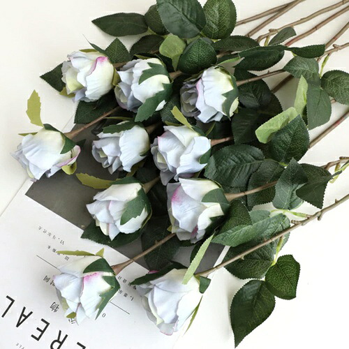 造花 インテリア 浅青色 10本 ローズ バラ 薔薇 枯れない花 アートフラワー 母の日プレゼント ギフト かわいい お祝い 結婚式 事務所 店 喫茶店 結婚式 パーティー 誕生日 花束 作り物の花