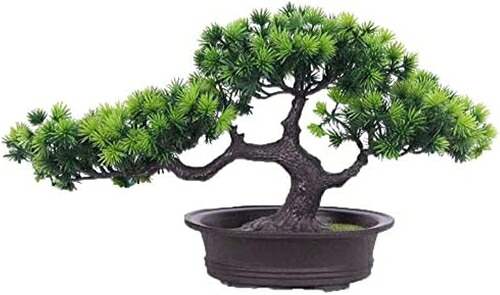 観葉植物人工植物の盆栽、偽の植物の装飾、松の盆栽の植物、ミニクリエイティブ色あせない水やりなし、窓辺のホームオフィスに適しています