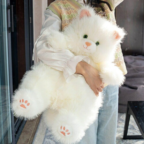 猫縫い包み ぬいぐるみ ねこ 特大 かわいい アヒルぬいぐるみ 毛足長い ネコ シャギー 動物 抱き枕 ビッグサイズ 70cm サプライズ もこもこ 安眠 癒し系 やわらか 部屋 ベッドルーム ソファ