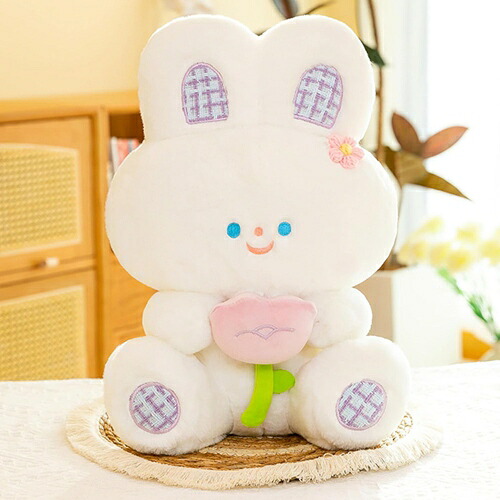 家兎ぬいぐるみ チューリップ持ち 抱きまくら 睡眠時間枕 添い寝枕 毛の荒物 ビッグ大きさ 手あそび 長椅子 可愛らしい フワフワ INS風 佇まい営造 洗える 二人組 キッズ 支持者 差し上げ物 御祭り クリ