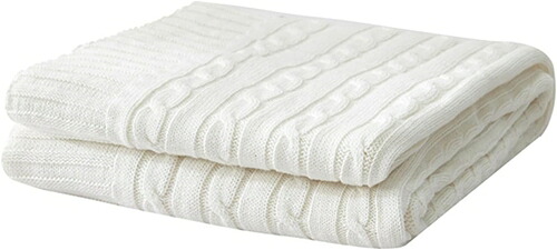 ニットブランケット 綿100 毛布 ひざ掛け 肩掛け かけ布団 北欧 多機能ブランケット マルチクロス ソファーカバー ジャカード織 タオル 防寒 保温 丸洗い 薄め アレルギー対策 四季適用 ホワイ