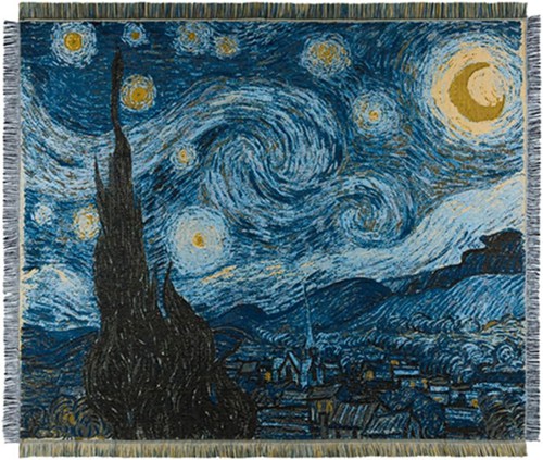 編み物毛布 ゴッホ星空 油画柄 大判ブランケット マルチ差し交わす マルチ押しかぶせる 寝椅子押しかぶせる ひざ掛け 膝掛け 掛けふとん 多役立つこと タッセル 防寒 保温 丸洗い 薄め 引っ敷き オール季節 インテリア・寝具・収納-ソファカバー・イスカバー