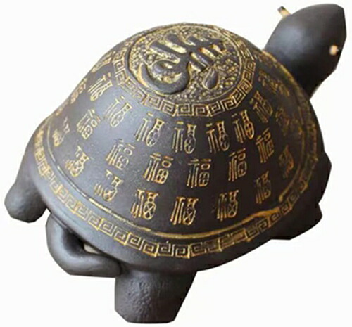 福寿 亀 置物 オブジェ おしゃれ かわいい 茶寵 茶道 道具 インテリア 水槽造園 陶器製 約95×60×55mm