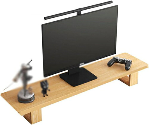モニター台 コンピュータースタンド パソコン台 机上ラック 木製 デスクトップ用 机上 モニタースタンド ナチュラル 机上台 100*20*12 pcモニター台 オープンタイプ パソコンラック 卓上収｜IKYUWA店