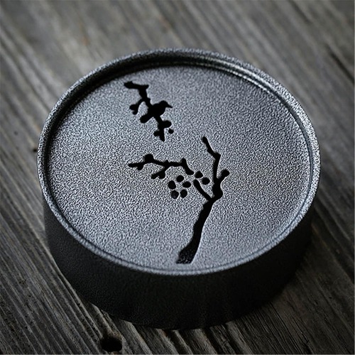 水抜き式茶盤 アイアンティートレイビンテージポットホルダーティーボードカンフーティートレイテーブルアクセサリー 茶道御先棒 (色 : Black  Size : 16.61糎)