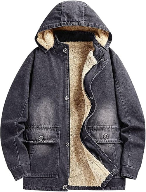 裏ボアジャケット デニムコート メンズ 裏起毛アウター 防風保温 暖か 秋 冬 ヴィンテージ 防寒ブルゾン 冬服 帽子付き ウィンターアウター 体型カバー アウトドア 作業着 ヴィンテージ｜IKYUWA店
