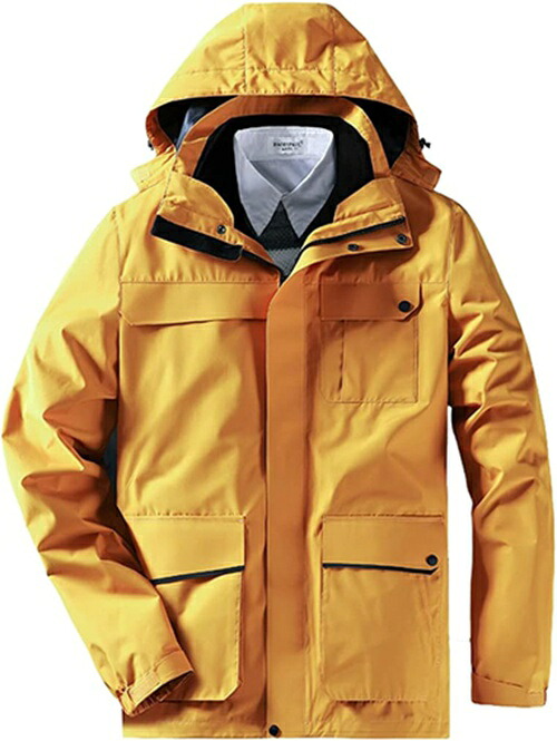 マウンテンパーカー メンズ ジャケット アウトドア ウインドブレーカー 登山服 防寒着 3in1 取り外し可能 二着セット 多機能コート フード付き 撥水 防風 保温 3XL