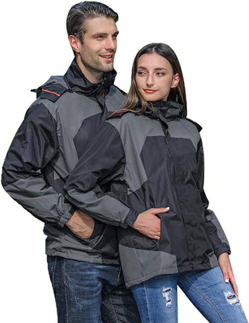 マウンテンパーカー メンズ ジャケット アウトドア ウインドブレーカー 登山服 防寒着 3in1 取り外し可能 二着セット 多機能コート フード付き 撥水 防風 保温 XL