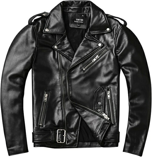 羊革 ジャケット ライダースジャケット メンズ バイクジャケット 本革 レザー パンク系 リベット 秋 冬 ジップアップ アンシンメトリー ファスナーポケット ショールカラー アウター 紳士｜IKYUWA店 21,581円