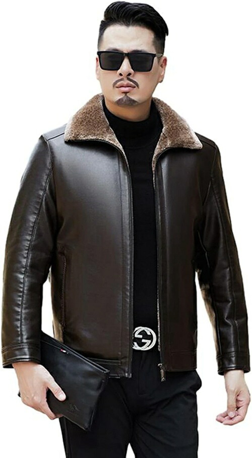 メンズ 革ジャン ライダースジャケット レザージャケット 本革 牛革 裏起毛 ショートコート フルジップ 秋冬服 バイクジャケット 防風防雨 保温 防寒 かっこいい 通勤通学 ビジネス｜IKYUWA店