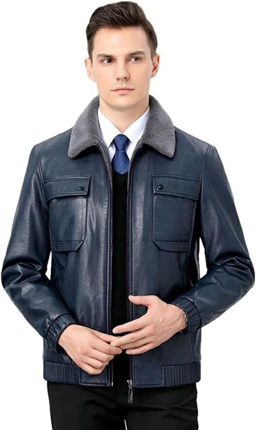 本革 レザージャケット ライダースジャケット メンズ バイクジャケット 秋冬服 ファスナー アウター 裏起毛 裏ボア ブルゾン あったか 防寒着 スタジャン ビジネス カジュアル 皮ジャンパー 撥水|IKYUWA店