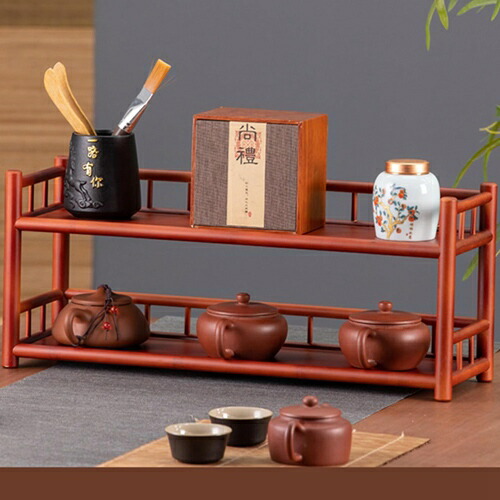 茶器納める棚 3層保持者 2層 白木 茶押し入れ 用材 木製仕合わせ納める棚 抽き出し 和風 和室 室内装飾 瀬戸もの 骨董品棚茶器 茶盆 茶台 骨董品見せびらかす 中国 茶器 中国茶器 香炉 盆栽 茶の葉の蔵置き