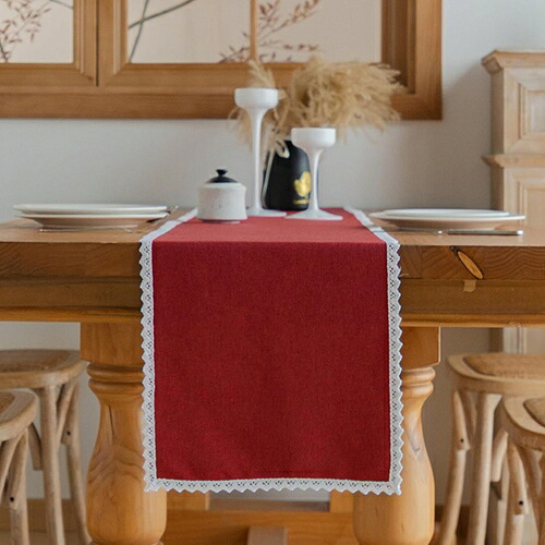 テーブルランナー おしゃれ カラー1 北欧 アンティーク風 単色模様 布 テーブルセンター クロス 丸洗いOK インテリア 食卓飾り ナチュラル レトロ 無地 33*220cm テーブルランナー 和室