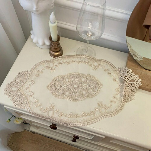 テーブルクロス レース 透かし彫り 花柄 刺繍入り デスクマット 花瓶敷き 家具カバー センターテーブル 食卓ランナー 食卓飾り デコレーション リビング ホーム オシャレ テレビキャビネットマット