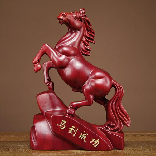 馬 置物 風水グッズ 玄関置物 リアル 木製彫刻 干支 午 デスク装飾品 インテリア 金運祈願 財運 お守り 馬の像 新年祝い・開店祝い オフィス 父の日ギフト ホーム 書斎 リビングルーム|IKYUWA店