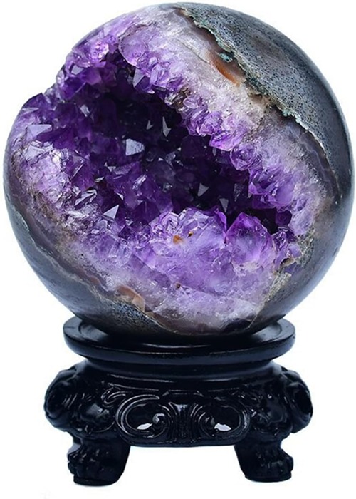 天然水晶 アメジスト 原石 ドーム 紫水晶洞 天然石 円形 クリスタルボール 台座付き クラスター 置物 浄化 マジック パープル パワーストーン 2月誕生石 プレゼント 風水浄化置き石飾り 風水 幸