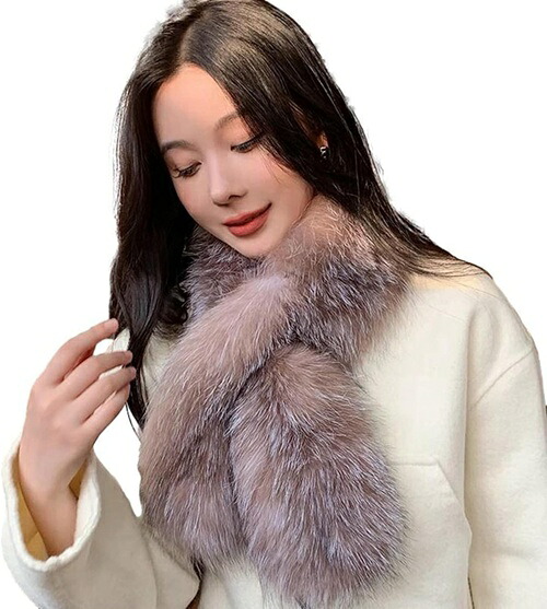 ファー フォックス ファー 狐毛 ティペット ロング 90cm ファーマフラー ファースヌード レディース用 ネックウォーマー 冬用 ふわもこファー 厚い あったか 小顔効果 襟巻き トレンド ふわふ