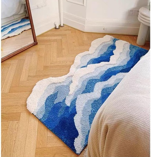 2階建てバスつや消し 浪 吸水 お風呂つや消し ふわふわ 風呂場足ふきつや消し 海柄 マイクロ衣料繊維 可愛らしい 異型つや消し 無臭 50*80糎 上滑り打ちきり もこもこ 納める助けになる スペースセーバー 部屋の入り口 勝手もと 台