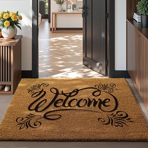 玄関マット 屋外 泥落とし 滑り止め 業務用 家庭用 洗える 速乾 ドアマット スタイル8 welcome シンプル ココヤツ 水洗いOK 泥除け お手入れ簡単 耐久性 エントランスマット 玄関先 5|IKYUWA店