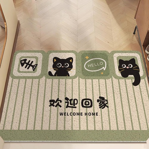 玄関マット ねこ かわいい 室内 泥落としマット 60*90cm 滑り止め 屋外 大判サイズ おしゃれ 耐磨耗性 猫柄 プリント ドアマット 耐久性 水洗いOK エントランス 業務用 カット可能 家庭