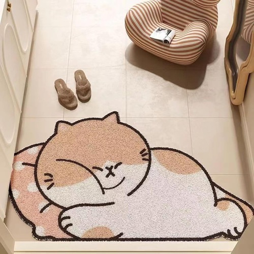 ワンちゃん 玄関マット 屋外 室内 屋内 ドアマット おしゃれ 滑り止め スタイル2 洗える 50*80cm 速乾 ねこ パンダ柄 丸洗い エントランスマット 泥落とし 泥除け 薄型 耐磨耗性 ドアマ