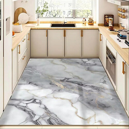 キッチンマット 拭ける フリーカット 台所マット 防水マット 玄関マット スタイル9 200x300cm 低反発マット 踏み心地良い 滑り止め 洗濯不要 PVC 拭けるキッチンマット 洗える 撥水 防