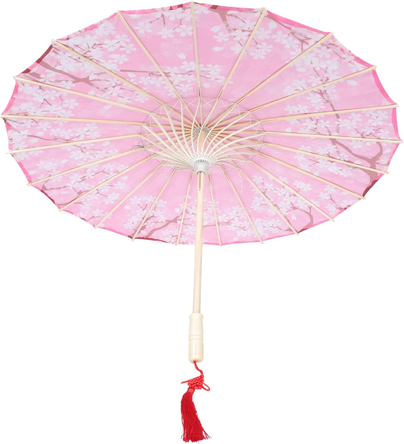 和傘、紙傘、踊り傘、和風、小物、傘、コスプレ、花傘、桜、古典傘、日傘、パラソル、花火大会、DIY工作、撮影小道具、紙、油紙傘、飾り用、室内装飾用、直径81cm、長さ5m（ピンク）。 (ピンク)