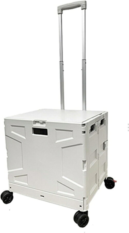 折りたたみ キャリーカート ショッピングカート コンテナキャリー 耐荷重 軽量 台車 静音 コンパクト 蓋付き 座れる キャンプ用 家庭用 ベージュ 飛び出し防止 大容量 引っ越し 45L 荷物運ぶカ