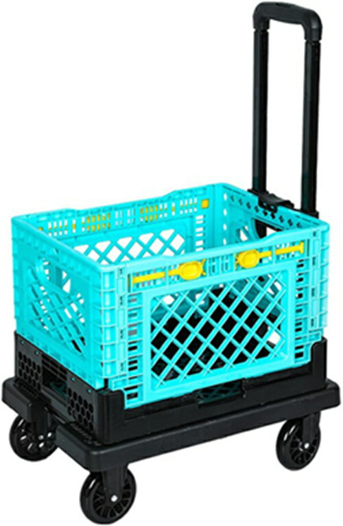 キャリーカート ショッピングカート F コンテナキャリー 耐荷重 折りたたみ 軽量 台車 静音 コンパクト 買い物カート ブルー キャンプ用 家庭用 簡単組立て 防災グッズ 防災用品 避難 アウトドア|IKYUWA店